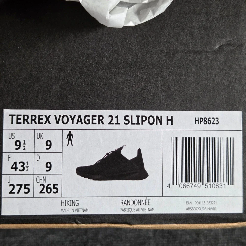 Adidas Terrex Voyager 21 Slipon H Mens 9.5 Black Hiking Sneakers Gorpcore HP8623